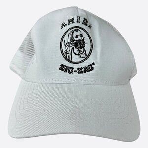 Amiri White & Black Zig-Zag Logo Trucker Hat